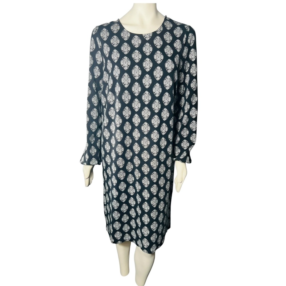 Boden Long Sleeve Shift‎ Dress 16-18 L Black White Work Minimalist Career Fall